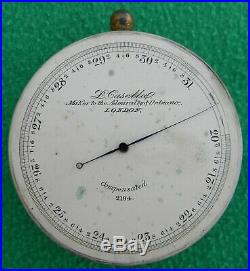 L. Casella Antique English British Brass Metal Pocket Barometer