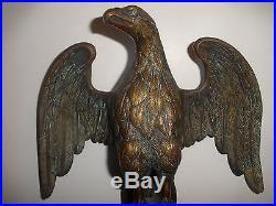 Large 17.5 Exquisite 1800`s antique bronze eagle wood thermometer