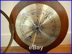 Large 40 P. F. Bollenbach Mahogany Barometer Thermometer Clock Weather Station