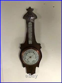 Large Antique BANJO Style WEATHER STATION, BAROMETER, Thermometer