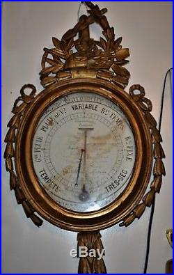 Large Antique Barometer From 1800s