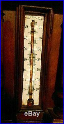 Large Antique French Barometer /Thermometer Carved UNKNOWN MAKER NICE BUY-NOW
