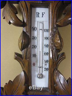 Large Antique Hand Carved Barometer Weather Station