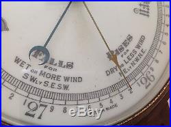 Large Antique Nautical Hand Carved Barometer Thermometer Weather Station England