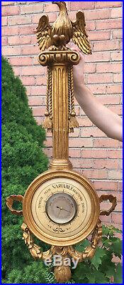 Large ITALIAN Gilt Carved Wooden Eagle Topped Barometer Italy Rope & Tassel