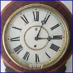 Large Waterbury Round Top Wall Regulator Clock-With Repair Label 1900
