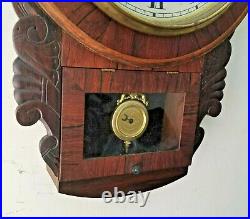Large Waterbury Round Top Wall Regulator Clock-With Repair Label 1900