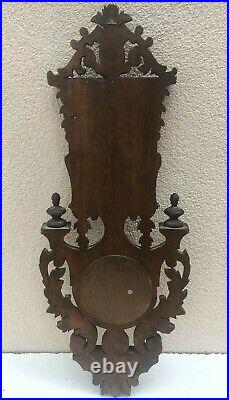 Large antique black forest barometer thermometer wood early 1900's France