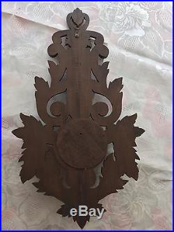 Large black forest French oak wood thermometer barometer hand carved