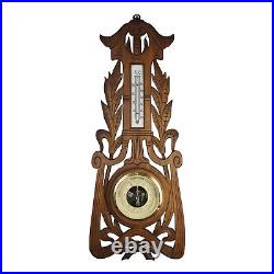 Late 19th Century Art Nouveau Barometer Made of Wood, Metal, Brass