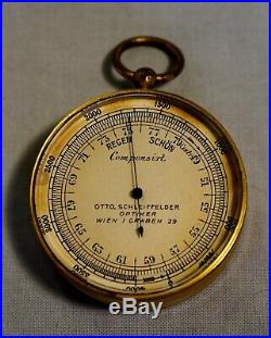 Leather Cased Gilded Pocket Barometer/Altimeter-Otto Schlieffelder, Vienna c. 1890