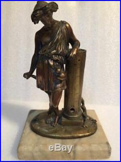 Leblanc Freres (french, 19C) Bronze Thermometer WorldWide # S1