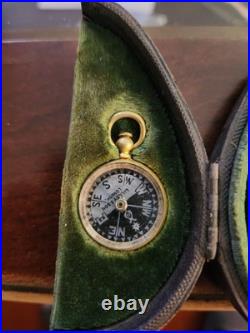 Lilley & Son London Compensated Barometer, Compass & Thermometer Set, Velvet Ca