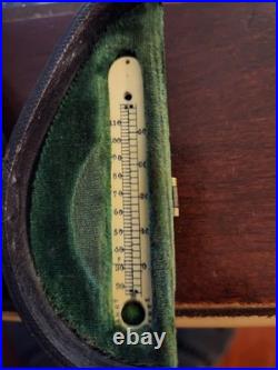 Lilley & Son London Compensated Barometer, Compass & Thermometer Set, Velvet Ca