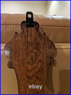 Lovely Antique English Carved Tiger Oak Wheel Banjo Wall Aneroid Barometer Mint