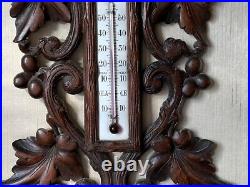 Lovely Antique French Carved Wooden Barometer/Thermometer, not working