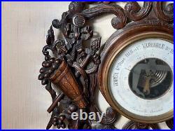 Lovely Antique French Carved Wooden Barometer/Thermometer, not working