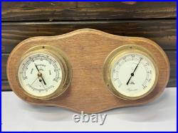 Made In German Viking Barometer Wood & Double Brass Ship Weather Instrument