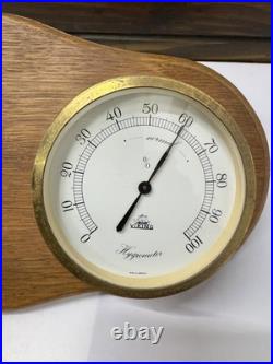 Made In German Viking Barometer Wood & Double Brass Ship Weather Instrument