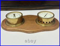 Made In German Viking Barometer Wood & Double Brass Ship Weather Instrument