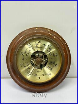 Made In Germany Marine Original Vintage Wooden Reclaimed Cargo Ship Barometer