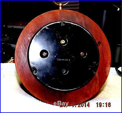 Mahogany Vintage Barometer Brass Frame & Beveled Glass Made in Germany