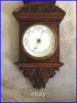 Massive 40 Victorian Carved Walnut Barometer