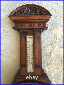 Massive 40 Victorian Carved Walnut Barometer