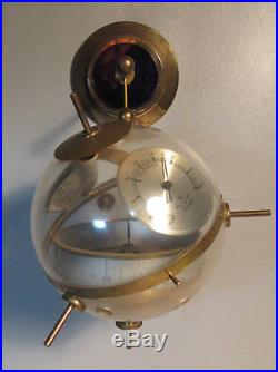 Mid Century BGM Sputnik Weather Station Barometer Space Age c1950 Lucite & Brass