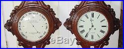 Monumental pair antique carved French wall clock and barometer-15411