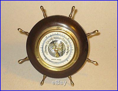 NICE VINTAGE SHIPS WHEEL SHAPED WEATHER INDICATOR BAROMETER