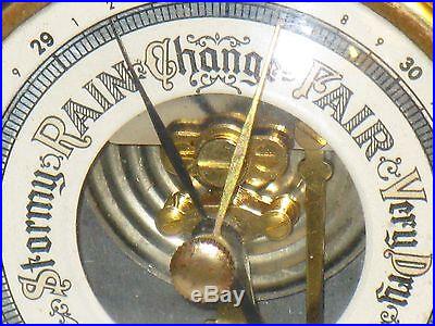 NICE VINTAGE SHIPS WHEEL SHAPED WEATHER INDICATOR BAROMETER