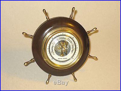 NICE VINTAGE SHIPS WHEEL SHAPED WEATHER INDICATOR BAROMETER