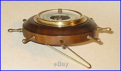 NICE VINTAGE SHIPS WHEEL SHAPED WEATHER INDICATOR BAROMETER