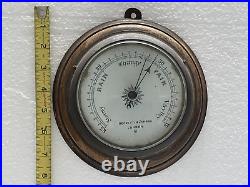 Negretti & Zambra London Round Wood Base Pocket Barometer c. 1880 VERY RARE