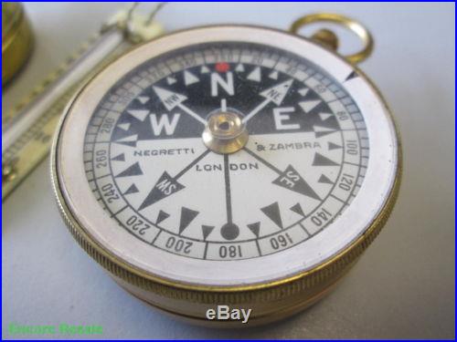 Negretti & Zambra Pocket Compensated Barometer & Compass w/Thermometer in Case