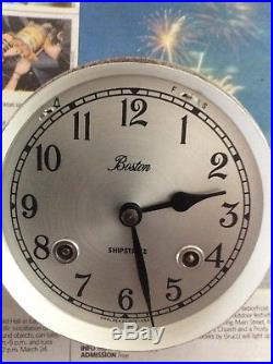 Nice Vintage Boston Chelsea Clock USA Brass Ship's Bell Clock, 5.1/2 Inch Round