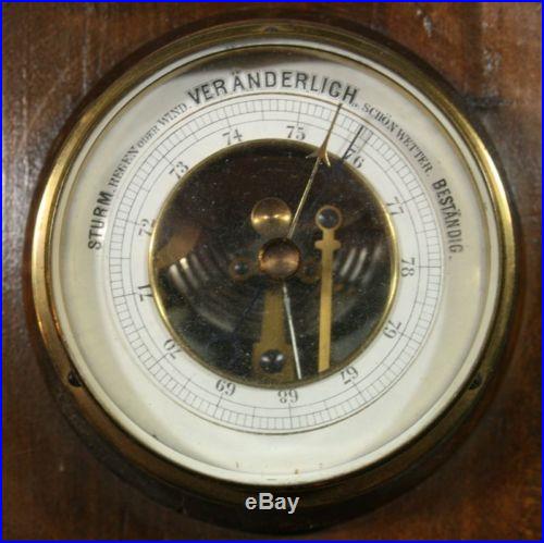 Old Carved Wood Brass Wall Barometer HF Model 979 NR