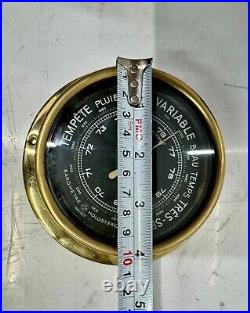 Old Ship Salvage Brass Original NAUDET Compensated Ship Barometer Made in France