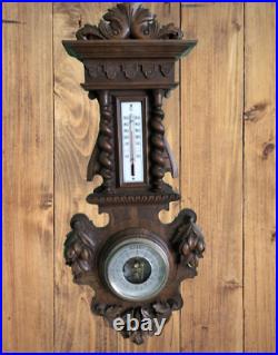 Old, large, carved French clock 70 cm, Black Forest style