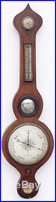 Orig. 19th C. English J. J. LOCKWOOD Bolton Mahogany Banjo Wheel Barometer w KEY