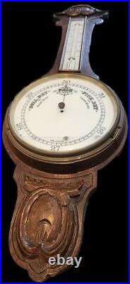Osterley Park England Aneroid Barometer 19th Century Oak Brass Glass