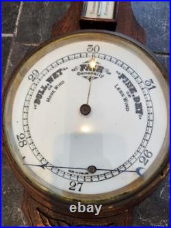 Osterley Park England Aneroid Barometer 19th Century Oak Brass Glass