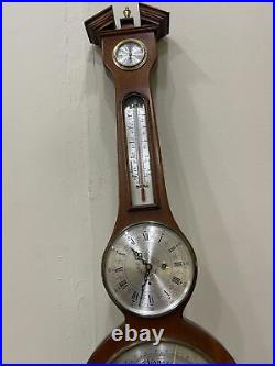 P. F. Bollenbach Inlaid Barometer, Thermometer, 11 Jewel Clock, level, 39.5 Long