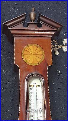 Pearce & Sons Antique Victorian English Barometer Thermometer Inlaid Wood