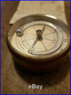 Pocket German Combo Barometer Compass Thermometer Original Case RARE Brass