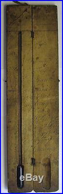 Primitive 17 or 18th Century French Thermometer Barometer in Wooden Case