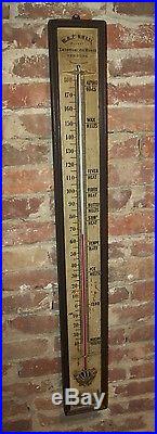 RARE 39 Antique Oak 1870s M A Finnell NY Alcohol Thermometer 19th c Victorian