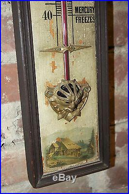 RARE 39 Antique Oak 1870s M A Finnell NY Alcohol Thermometer 19th c Victorian