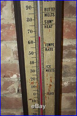 RARE 39 Antique Oak 1870s M A Finnell NY Alcohol Thermometer 19th c Victorian